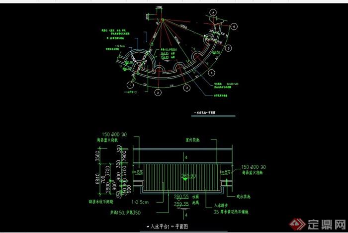 详细的整体完整水池景观节点cad施工图