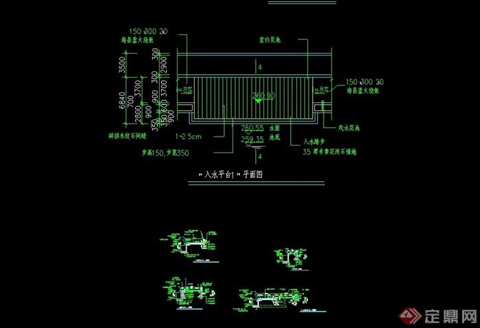 详细的整体完整水池景观节点cad施工图