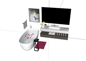 详细的室内卫浴组合SU(草图大师)模型