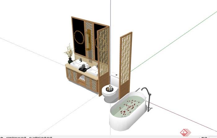 详细的卫生间卫浴组合su模型