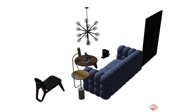 某现代客厅沙发茶几组合su模型