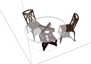 某现代风格完整的独特桌椅组合SU(草图大师)模型
