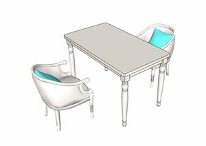 某详细的餐桌椅组合SU(草图大师)模型