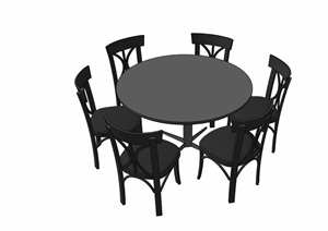 现代风格圆形餐桌椅组合SU(草图大师)模型