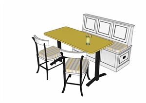 某现代完整的独特桌椅组合SU(草图大师)模型