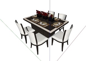 详细的室内餐桌椅素材设计SU(草图大师)模型