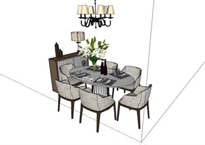 某现代风格完整的独特餐桌椅素材设计SU(草图大师)模型