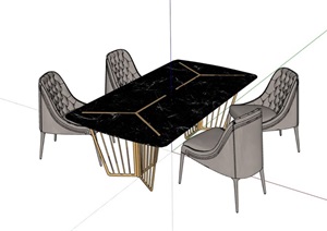 某现代风格整体详细餐桌椅素材设计SU(草图大师)模型