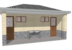 新中式公厕公园小型公共卫生间旅游景区公共厕所方案ＳＵ模型18