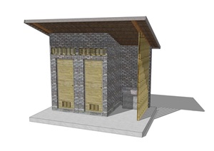 新中式公厕公园小型新农村公共卫生间旅游景区公共厕所方案ＳＵ模型21