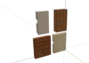 详细的木质柜子鞋柜节点SU(草图大师)模型