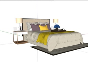 某完整的现代儿童卧室床SU(草图大师)模型