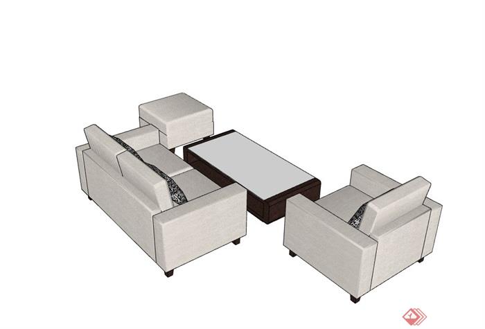 某现代风格完整的沙发组合素材su模型