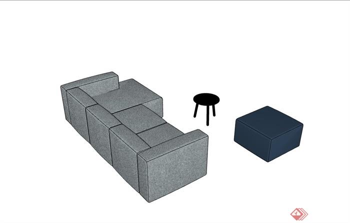 某整体独特详细的完整沙发组合su模型