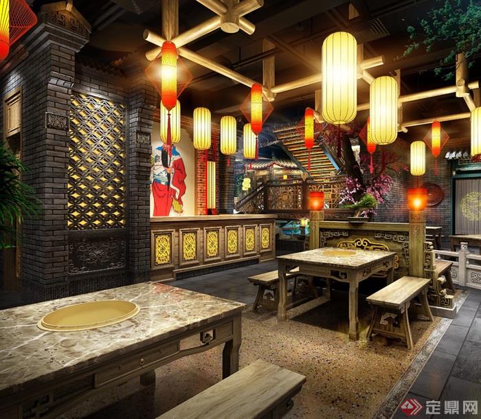 中式火锅中餐厅详细设计jpg效果图