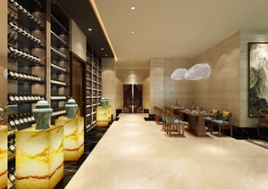 中式餐饮空间完整设计jpg效果图