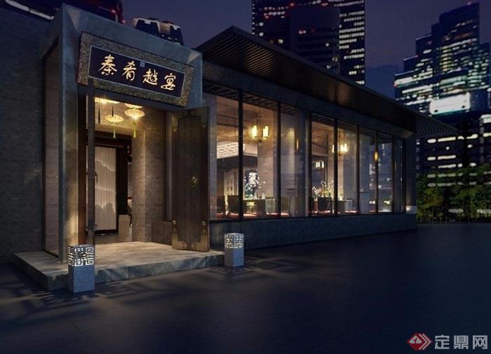 中式餐厅完整的详细空间装饰jpg效果图