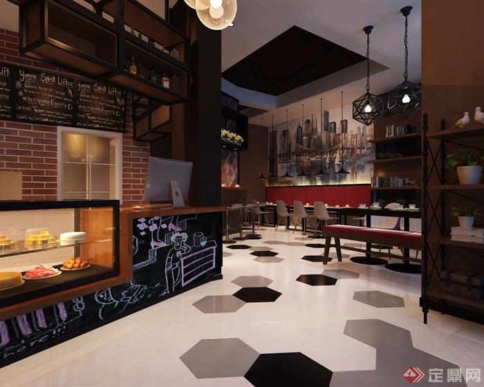 某现代风格详细的完整咖啡厅装修设计jpg效果图