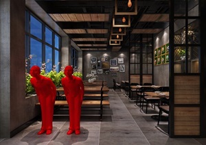 某完整的独特详细餐饮空间设计jpg效果图
