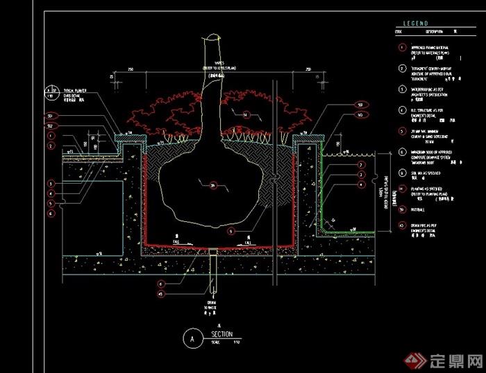 详细的整体树池素材设计cad施工图