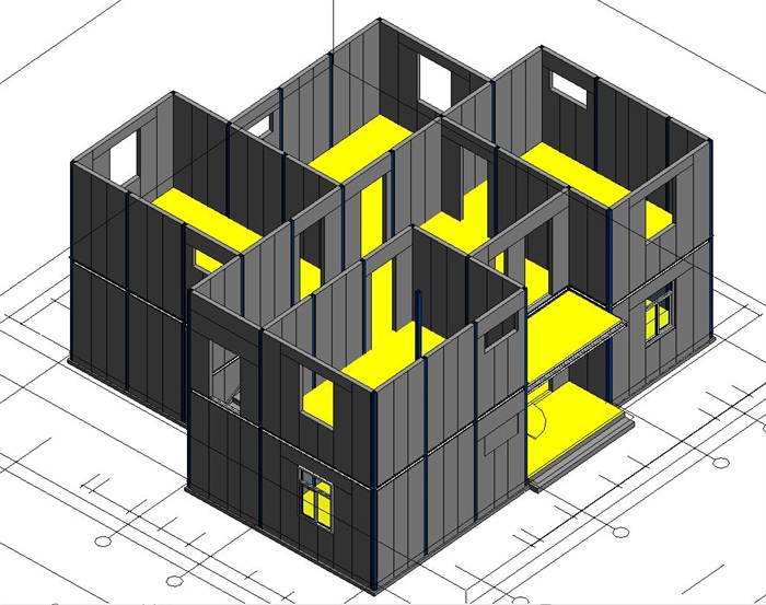 装配式二层公寓全套方案+施工图（方案户型图，sky模型，效果图，BIM-Revit模型，建筑施工图，结构施工图，电气施工图，供货明细表，工程量清单，装配式排板图及BIM-revit模型，统计表）(3)