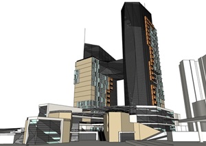 双塔酒店办公 商业办公综合体建筑方案