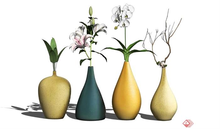 现代装饰品花瓶摆件陈设SU模型
