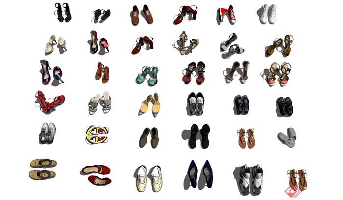 现代鞋子运动鞋高跟鞋女鞋男鞋SU模型 - 副本 (2)
