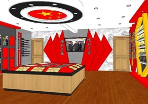 现代党建文化展览馆红色文化展厅美丽乡村文化展厅SU(草图大师)模型