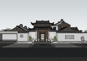 苏州园林别墅建筑庭院景观设计SU(草图大师)模型