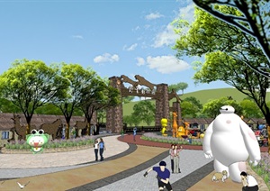 大型动物游乐园景区景观设计SU(草图大师)模型素材