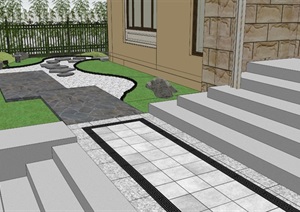 欧式别墅现代新中式庭院景观设计SU(草图大师)模型素材