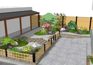 日式小庭院花园景观设计SU(草图大师)模型