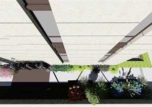 别墅庭院景观设计SU(草图大师)+lumion植物配置