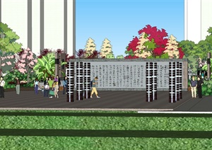 小区花园景观设计SU(草图大师)模型素材