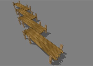 木栈桥景观设计SU(草图大师)模型素材