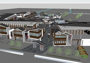 昆山大西门中式商业街项目SU(草图大师)设计模型