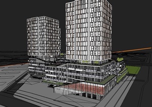 上海地产世博地块01租赁房项目方案SU(草图大师)设计模型