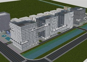 上海松江中电信息港总部产业园SU(草图大师)设计模型