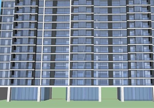 2个杭州绿城现代高层豪宅建筑概念方案SU(草图大师)设计模型