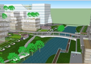 杭州西溪首座办公园区SU(草图大师)设计模型
