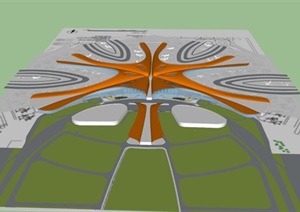 扎哈北京大兴国际机场SU(草图大师)设计模型