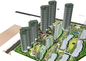 珠海龙光·玖龙玺首开区现代高层豪宅+新中式景观方案SU(草图大师)设计模型