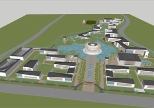 海南食品药品学院建筑规划方案SU(草图大师)设计模型