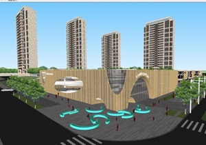 合肥万科中央公园商业+幼儿园+高层项目SU(草图大师)设计模型