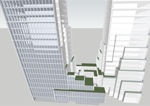 深圳福田鹏基上林苑160m超高层综合体（商业、办公、公寓）方案SU(草图大师)设计模型