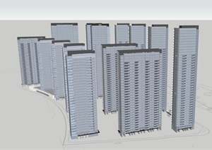 温州万科翡翠天地现代高层豪宅 SU(草图大师)设计模型