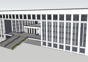 安徽公安职校新中式教学楼+图书馆及会议中心方案SU(草图大师)设计模型