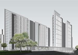 杭州庆龙融信万科古翠隐秀高层豪宅 项目SU(草图大师)设计模型