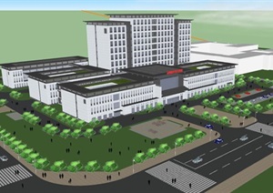 江苏高邮新区新中式综合医院SU(草图大师)设计模型
